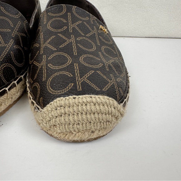CALVIN KLEIN Women's Vez CK Monogram Espadrilles Size 8.5 Espresso Rubber - Picture 7 of 10